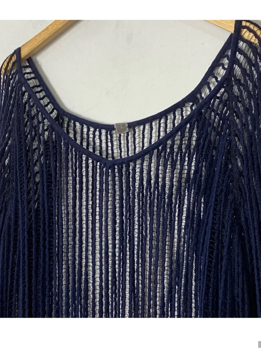 FREE PEOPLE Mesh Top Navy Blue XL